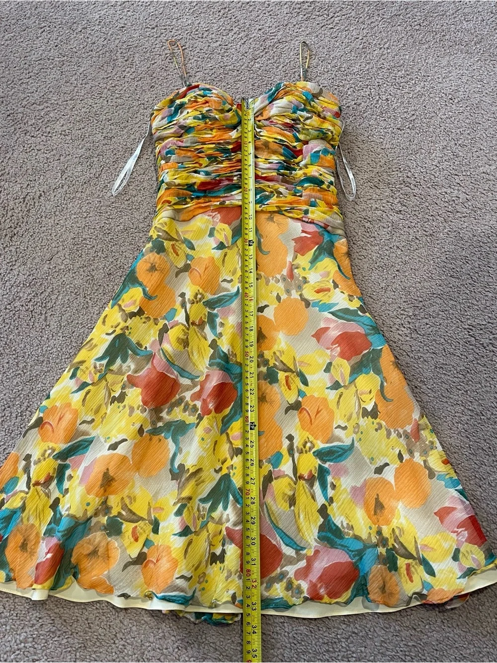 CHETTA B Vintage Boho Trendy Summer Yellow Floral Dress